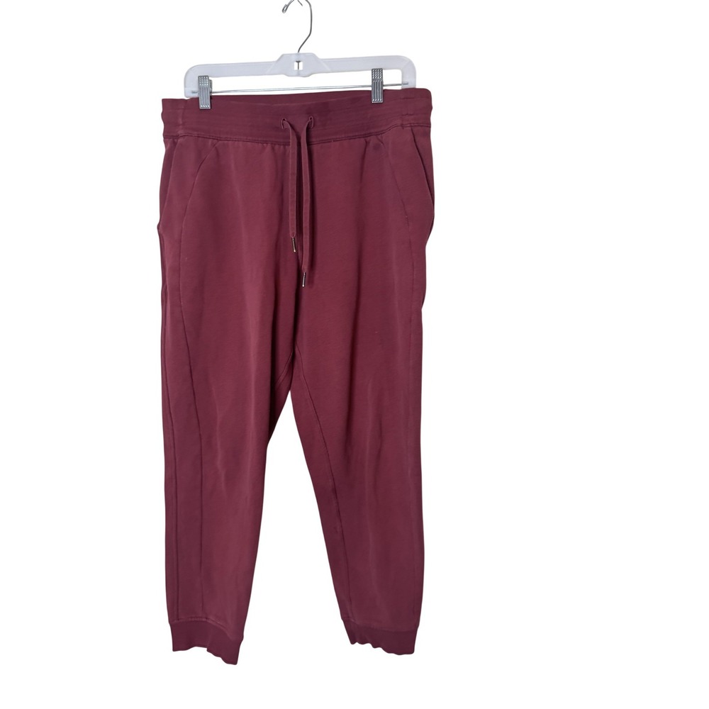 Lululemon Jogger Pants Womens 10 Red Fleece‎ Pockets Lounge Athletic